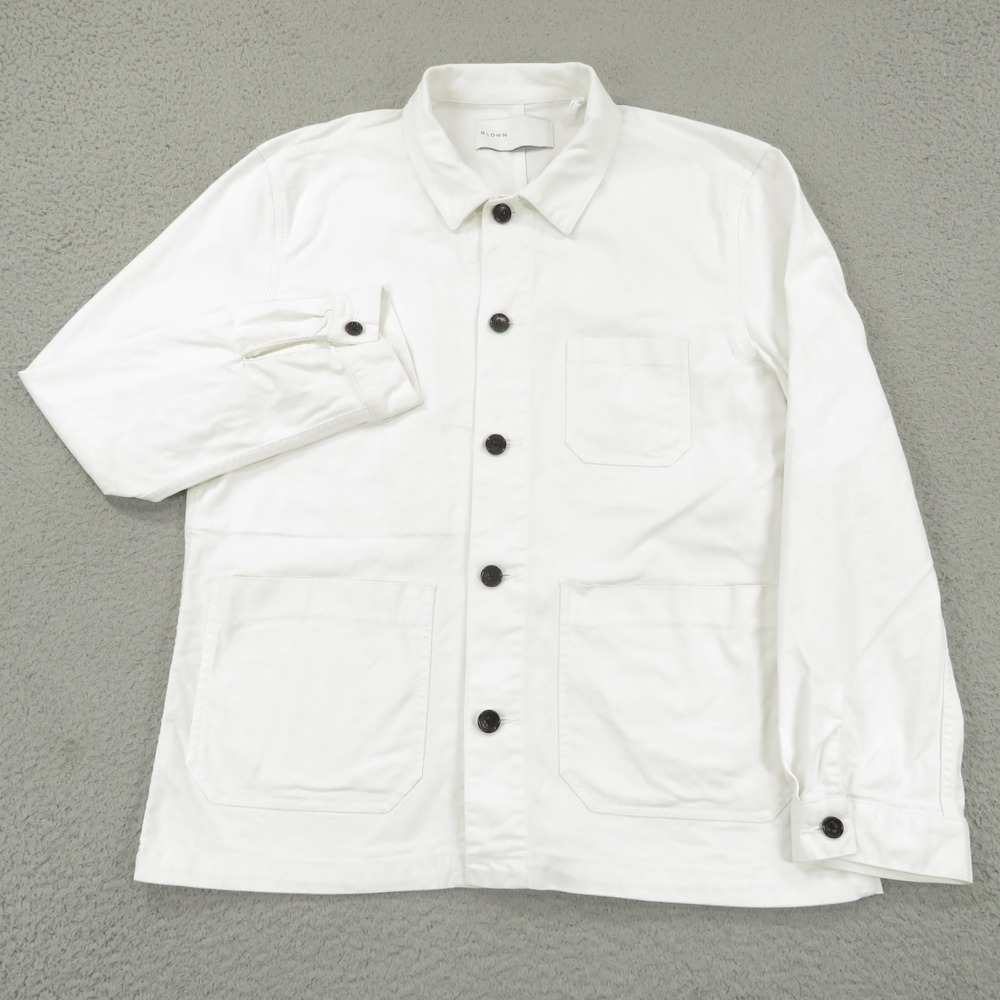 BLDWN Mens Herko White Denim Chore Utility Shacket Jacket Medium 15W0451016